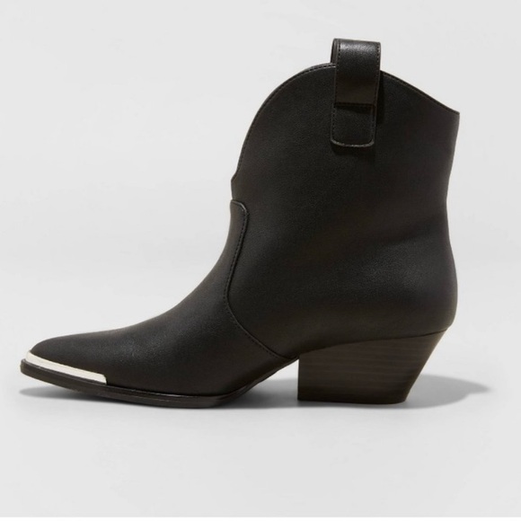 Women Henley Ankle Western Boots- Universal Thread Black - Picture 2 of 7